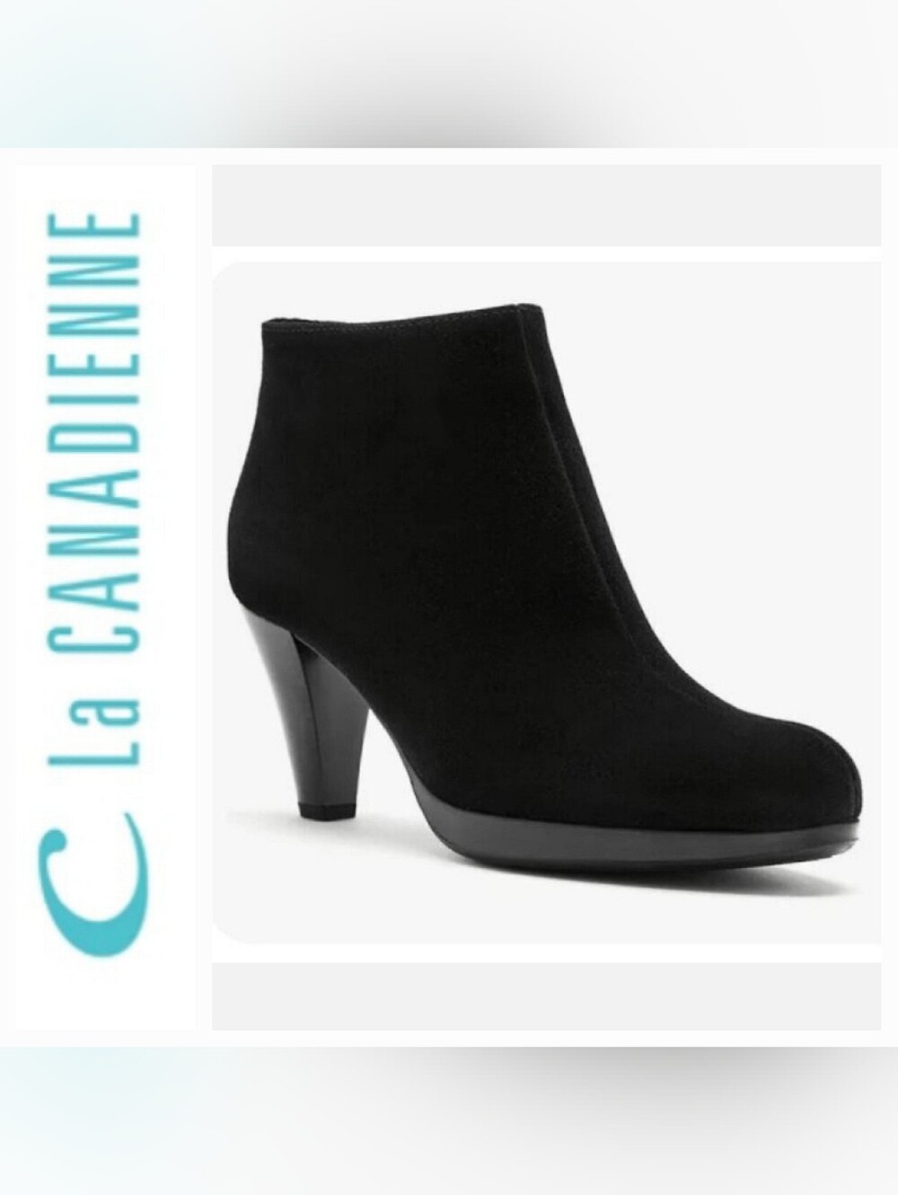 La Canadienne Waterproof Suede Oliver Booties Classic Black Sz 7½